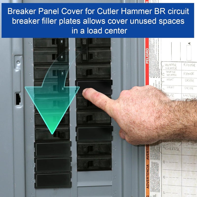 Pongle Circuit Breaker Filler Plate for Eaton Cutler Hammer Panel, Compatible with BRFPP Circuit Breaker Knockout Filler Plate (Comes with Breaker Box Label) 10 Pack - Image 4